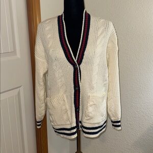 American Eagle Knit Sweater with Red and Blue Trim